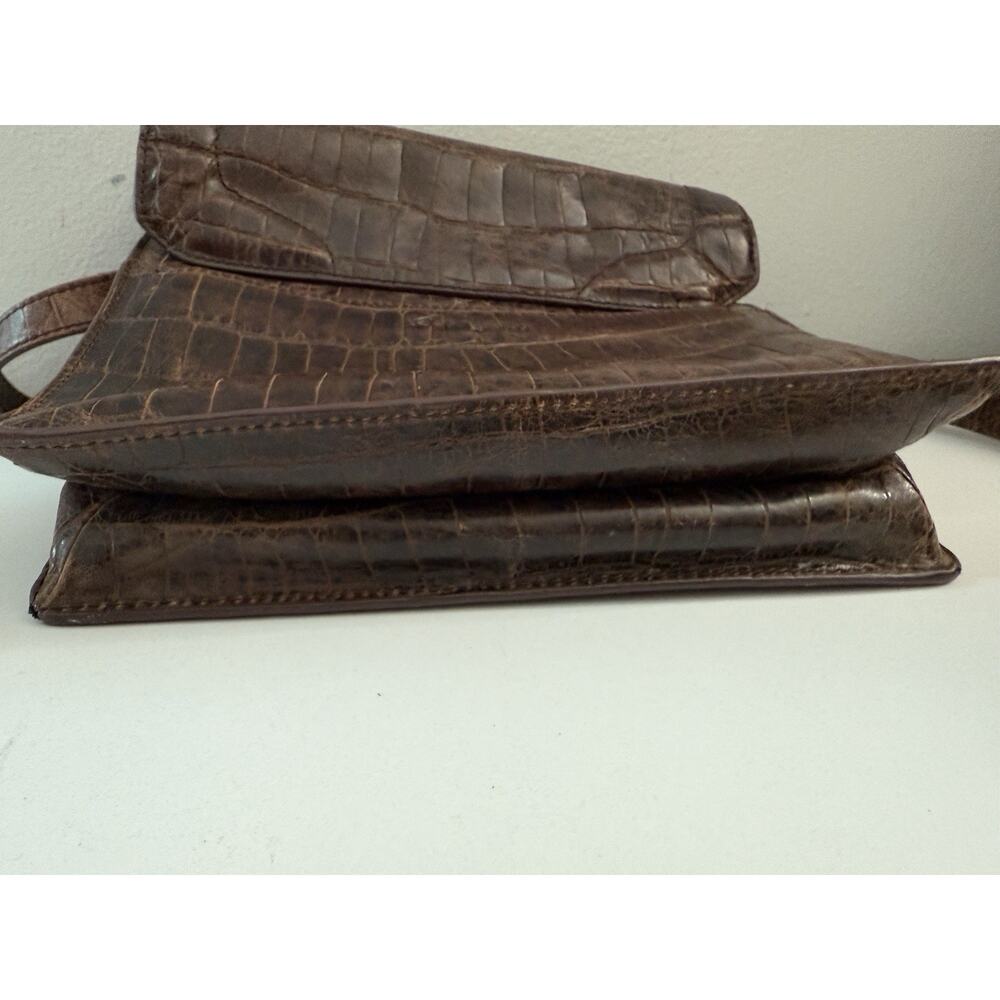 Brown Foley + Corinna Cocodrille Leather Vintage Crossbody Bag - Picture 9 of 9